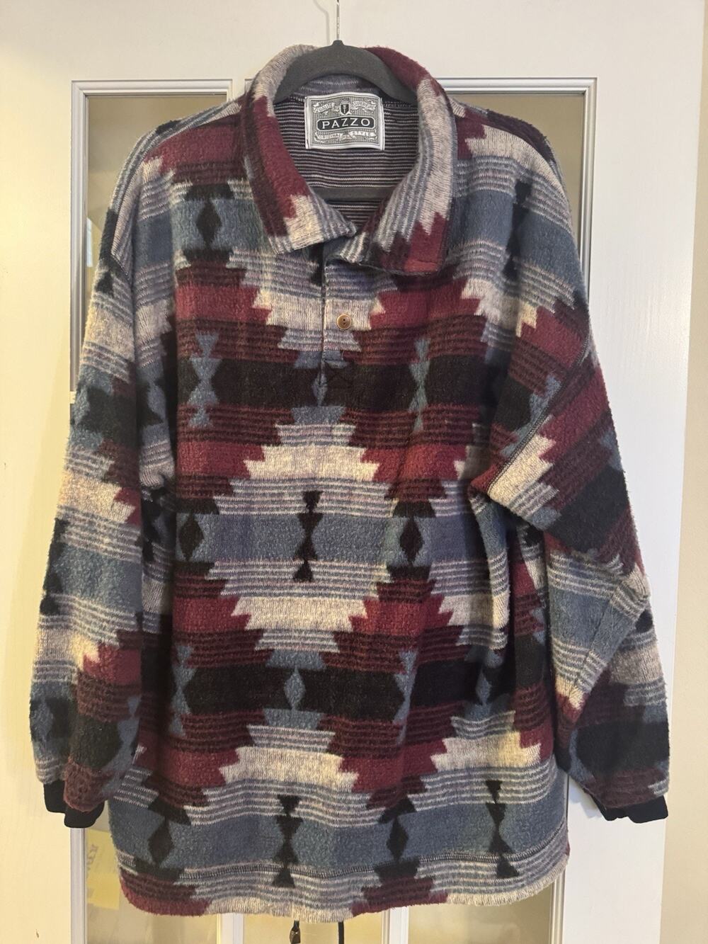 Vintage Pazzo Southwestern Fleece Pullover Aztec Geometric Sweatshirt Men’s XL